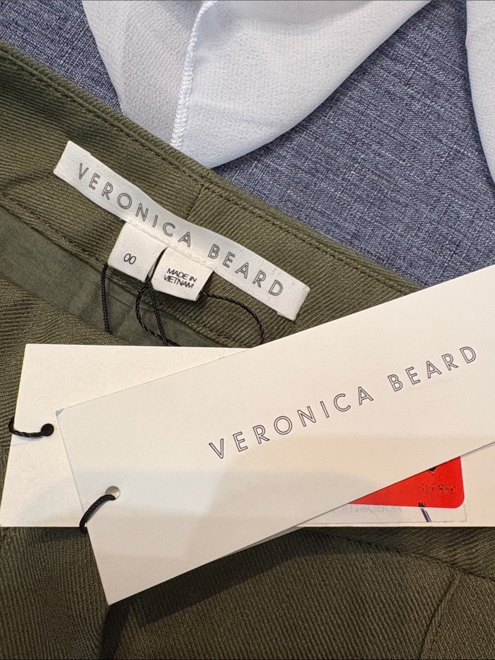 Veronica Beard - Noda Bright Army Linen Pant - size 00 - NWT - Picture 4 of 5